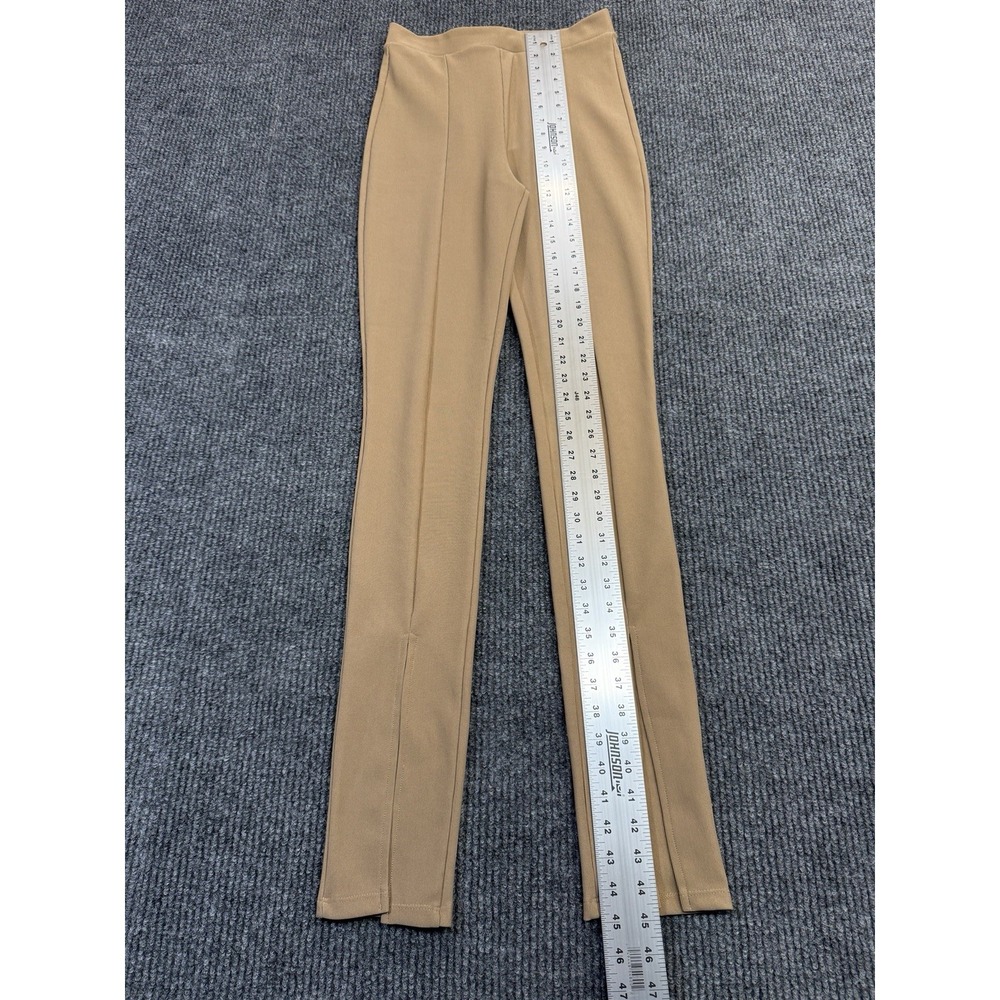 Zara Ottoman Leggings Womens Medium High Waist Stretch Slit Front Color Camel - Picture 6 of 16